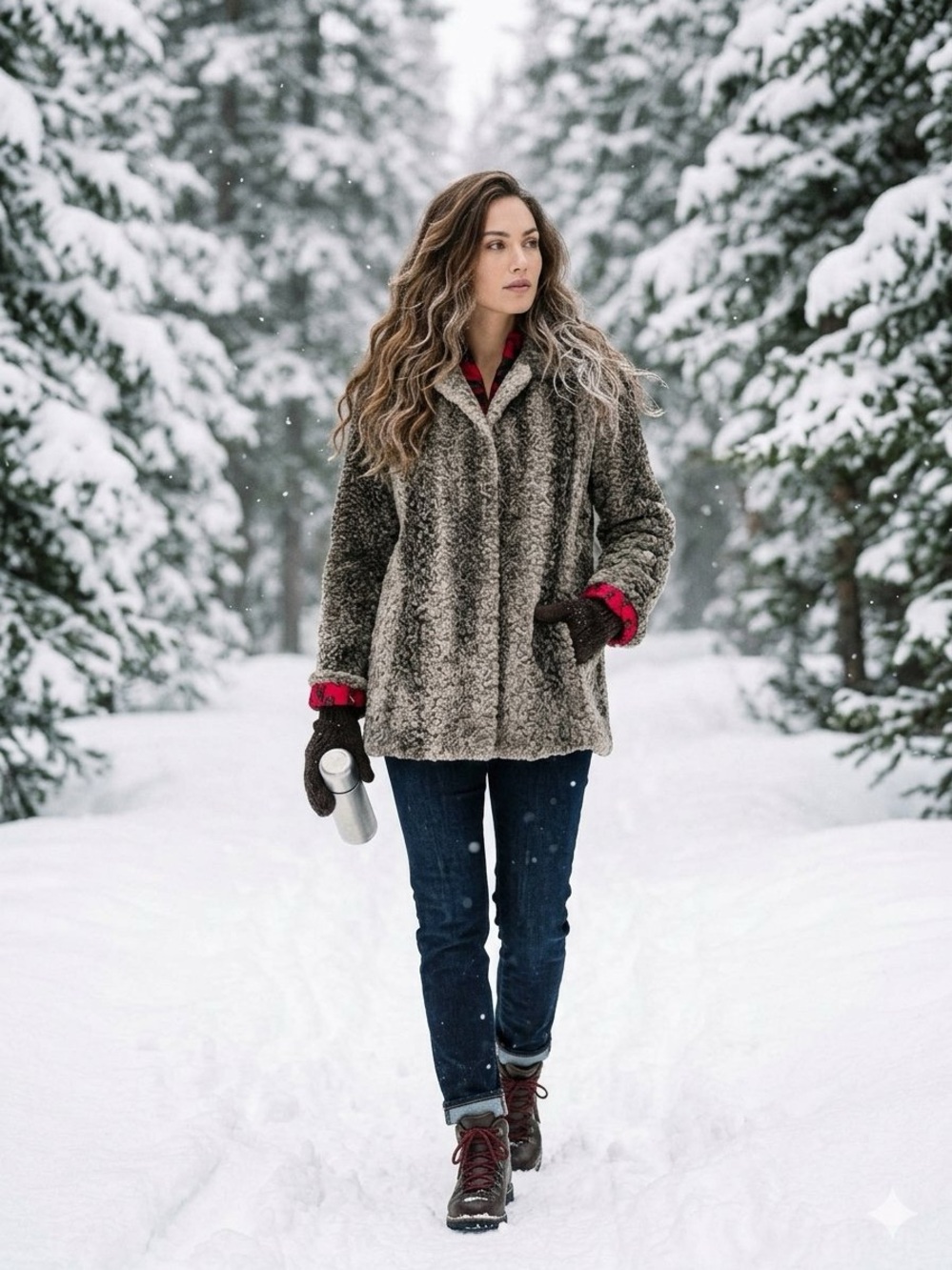 Women’s Genuine Lambs Wool Vintage Winter Coat -